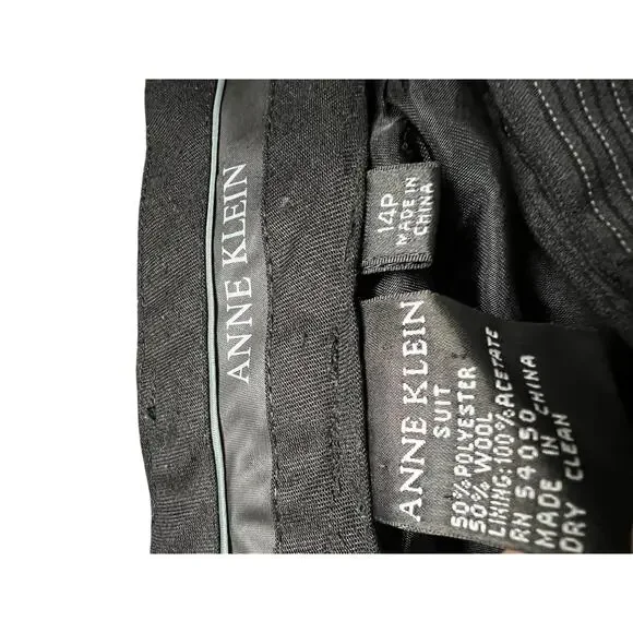 Anne Klein Dress Pants Womens 14 Petite Gray Pinstripe Lined Straight Leg Work - Picture 7 of 7
